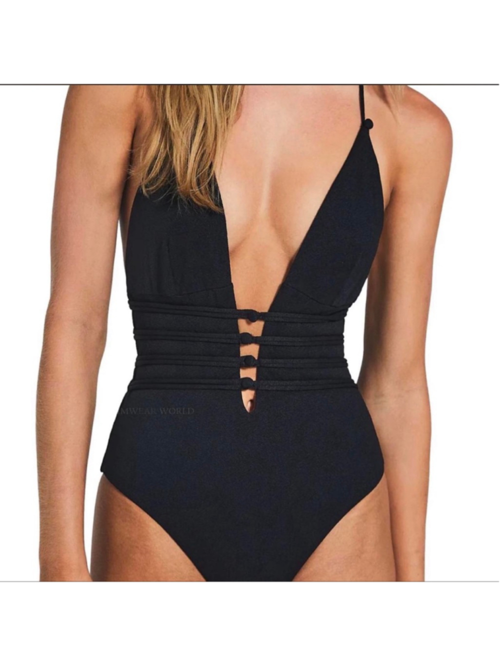 NWT Devon Windsor Paris One Piece Textured in Textured Onyx Black- Size XL